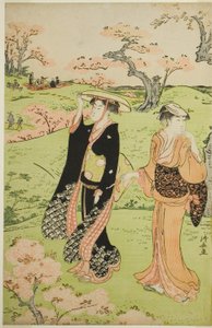 Körsbärsblomning vid Asuka Hill av Torii Kiyonaga