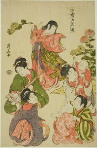 Krysantemumfestivalen, från serien "De fem festivalernas värdefulla barnspel (Kodakara gosetsu asobi)" av Torii Kiyonaga