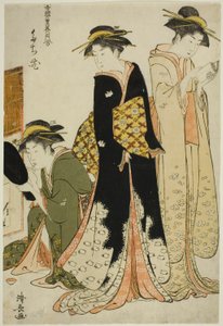 Entertainers of the Tachibana, från serien "A Collection of Contemporary Beauties of the Pleasure Quarters (Tosei yuri bijin awase)" av Torii Kiyonaga