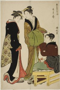 Flowers of the Doteshita District (Dotebana), från serien "A Collection of Contemporary Beauties of the Pleasure Quarters (Tosei yuri bijin awase)" av Torii Kiyonaga