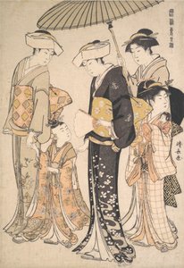 Högt uppsatt Samurai Girl with Four Attendants, från serien A Brocade of Eastern M..., ca. 1784. av Torii Kiyonaga