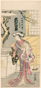 Nakamura och Mijuro som en kvinnlig rävmedlem Te S från Te Pay, räven som hoppar in i torii-porten (Nakamura och Mijuros rävhona från berget Ubagatake) av Torii Kiyonaga