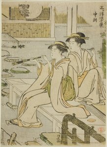 Nakasu, från serien "Ten Scenes of Enjoying the Cool in the Three Cities (Sangatsu ryo jikkei)" av Torii Kiyonaga