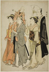 Skådespelaren Ichikawa Danjuro V och hans familj, från en onamnlad serie med fyra tryck som visar skådespelare i privatlivet av Torii Kiyonaga
