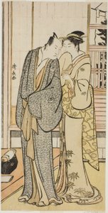 Skådespelaren Ichikawa Yaozo III med en geisha, från en onamnlad serie bilder som visar skådespelare i privatlivet av Torii Kiyonaga