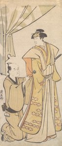 Skådespelaren Nakamura Riko I med en skötare, ca. 1784. av Torii Kiyonaga