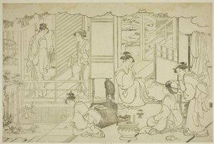 Det första badet på det nya året (Yudono hajime), från den illustrerade boken "Colors of the Triple Dawn (Saishiki mitsu no asa)" av Torii Kiyonaga