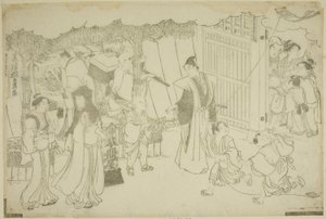 The First Day of Business (Akinai hajime), från den illustrerade boken "Colors of the Triple Dawn (Saishiki mitsu no asa)" av Torii Kiyonaga