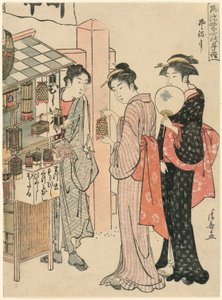 Den sjätte månaden (Kazemachizuki), från serien "Fashionable Monthly Visits to Sacred Places in the Four Seasons (Furyu shiki no tsuki mode)" av Torii Kiyonaga