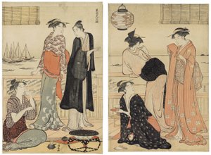 The Sixth Month, Enjoying the Evening Cool in a Teahouse, från serien The Tolv Months in the Southern Quarter (Minami jūni kō) av Torii Kiyonaga