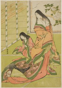 Den tredje prinsessan och hennes kattunge, från en titellös serie hovdamer av Torii Kiyonaga