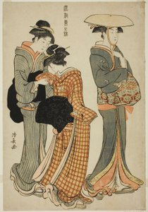 Two Women and a Maid, från serien "A Brocade of Eastern Manners (Fuzoku Azuma no nishiki)" av Torii Kiyonaga