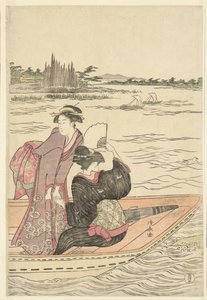 Färja på Sumida floden av Torii Kiyonaga