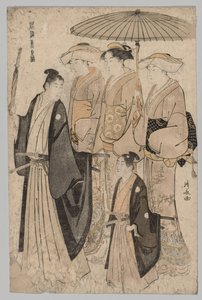Kvinna från Yoshiwara och skötare, 1752-1815. av Torii Kiyonaga