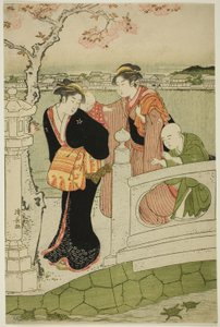 Kvinnor och barn på Causeway vid Shinobazu Pond av Torii Kiyonaga