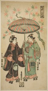 Team Sanogawa Ichimatsu As Kumenosuke och Takinaka Hidematsu As Oume, från ” av Torii Kiyonobu II