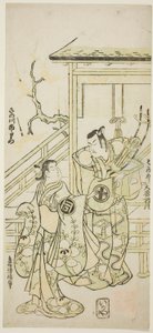 Skådespelarna Otani Oniji I som Soga no Goro och Sanogawa Ichimatsu I som syster till Yoshinaka i pjäsen "Fuji no Yuki Mitsugi Soga", uppfördes på Nakamura Theatre den första månaden, 1746 av Torii Kiyonobu II