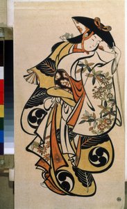 Manlig skådespelare som spelar kvinnan. Tryck av Torii Kiyonobu den äldre (1664-1729) av Torii Kiyonobu I