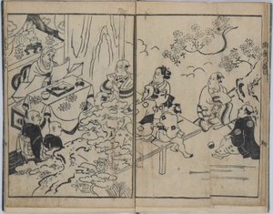 De fantasifulla åtta åsikterna i militära kärleksaffärer (Furyu budo iro-bakkei) av Torii Kiyonobu I