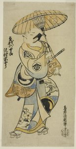 Skådespelaren Sawamura Sojuro I som Soga no Juro i pjäsen "Tsuru Kame Osana Soga", uppfördes på Ichimura-teatern den första månaden, 1721 (?) av Torii Kiyotomo