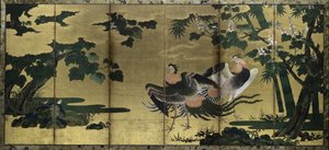 Phoenixes och Paulownia, sent 1500-tal. av Tosa Mitsuyoshi