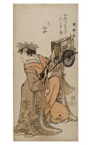 Kabuki-skådespelaren Segwa Kikunojo III i kvinnlig roll (onnagata), c.1794-1795 (träblock på papper)