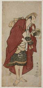 Skådespelaren Sakata Hangoro III som brudgummen Abumizuri no Iwazo i Koriyama, faktiskt Kurisaka Taro Tomonori av Toshusai Sharaku