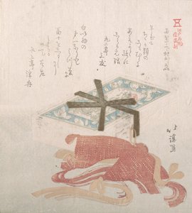 Box med ansiktspulver och hårband, specialiteter från Shimomura i Ryogaecho, 1800-talet.