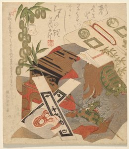 Stilleben firar Ichikawa Danj?rs födelse? VIII av Totoya Hokkei