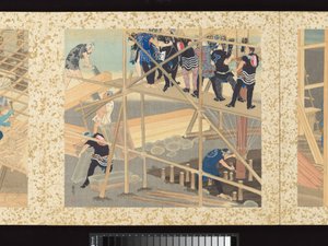 Hantverkare, skönheter och årliga evenemang av Toyohara Kunichika