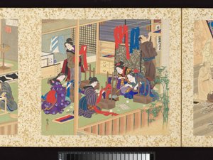 Hantverkare, skönheter och årliga evenemang av Toyohara Kunichika