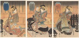 Tre kurtisaner från Tamaya-huset av Toyokuni (II) , Utagawa