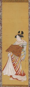 Yujo på parad, sent 1700-tal. av Toyonobu Utagawa