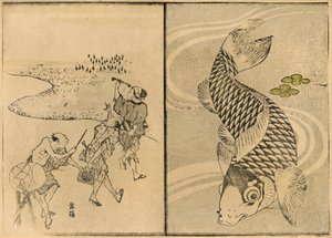 Tre män och karp, 1814, 1924. av Toyota Hokkei