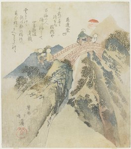 Utsikt över Monkey Bridge, 1824 av Toyota Hokkei