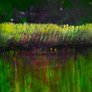 Marsh - Nocturne, 2017 (olja på pannå) av Tracy Lambros