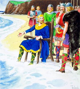 Kung Knut lyckades inte hålla tillbaka vågorna, tidigt 1000-tal c1900