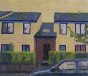 En plats att bo på 38, 2012 (olja på plywood) av Trevor Burgess