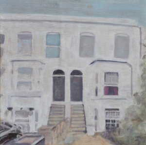 En plats att bo på 54, 2013 (olja på plywood) av Trevor Burgess