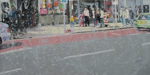 Across the road, 2003 (olja på duk) av Trevor Burgess