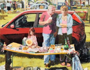 Bilutförsäljning, 2011 (olja på pannå)