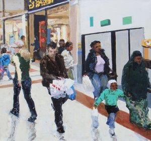 Shoppers 2, 2009 (olja på duk) av Trevor Burgess