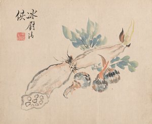 Lotusrot och huggormtunga av Tsubaki Chinzan