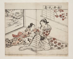 Wife of Nagai (Nagai-shi Tsuma) (träblock i färg)