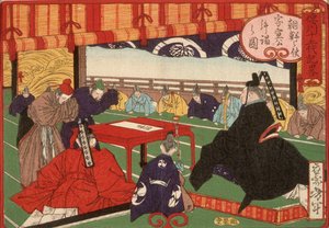 En budbärare från Korea i audiens hos Tokugawa Ienobu av Tsukioka Yoshitoshi