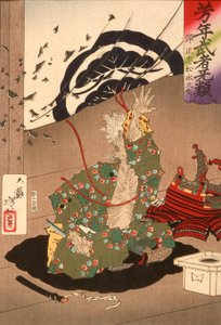 Danjō Matsunaga Hisahide vor seinem Selbstmord