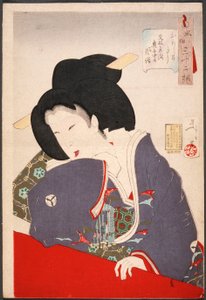 Intressant: en hovdam från Bunsei-perioden (1818-1830) av Tsukioka Yoshitoshi