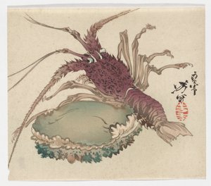 Hummer och abalone av Tsukioka Yoshitoshi