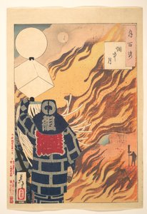 Måne i lågan ur serien Hundra bilder av månen (Tsuki hyaku sugata - Enchūgetsu) av Tsukioka Yoshitoshi