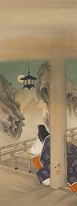Murasaki Shikibu på Ishiyamadera Hand MP, Base d Otote p Hayashi t. .. .. , mygga. 1892. av Tsukioka Yoshitoshi